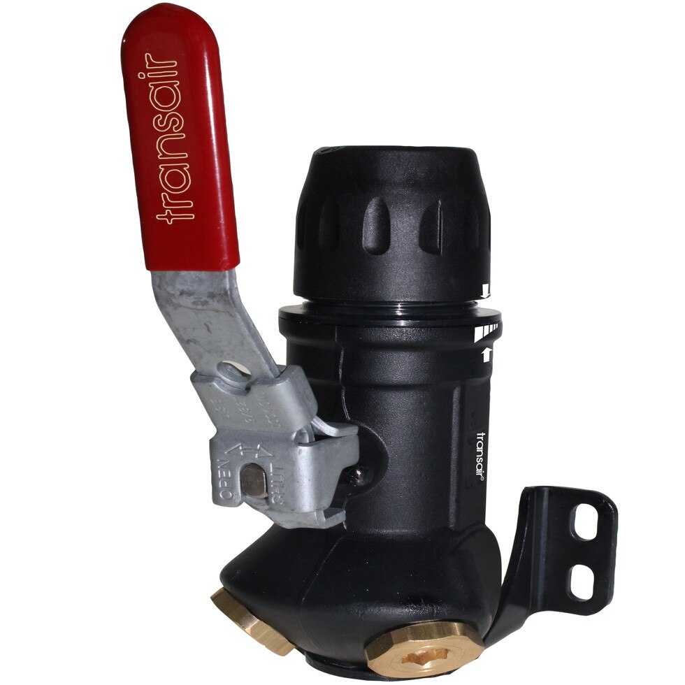 Transair Connectors - 2 Port 45 Wall Bracket with Ball Valve